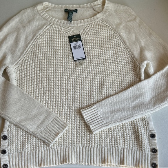 Lauren Ralph Lauren Cream Crew Neck Sweater with Textured Design - Picture 1 of 4